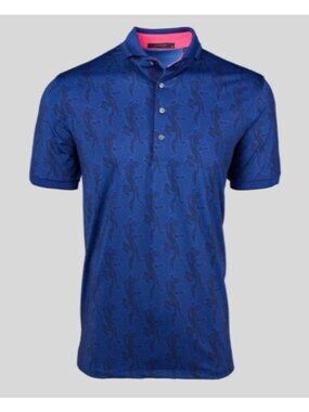 Greyson Mens Sz  XXL Blue Patterned Polo Shirt